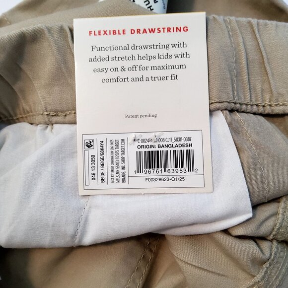 Cat & Jack Boys Khaki Stretch Drawstring Husky Pants Size 14 Straight fit design - Picture 3 of 10